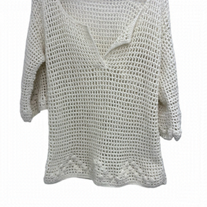 HANDMADE crochet tunic v neck beige
